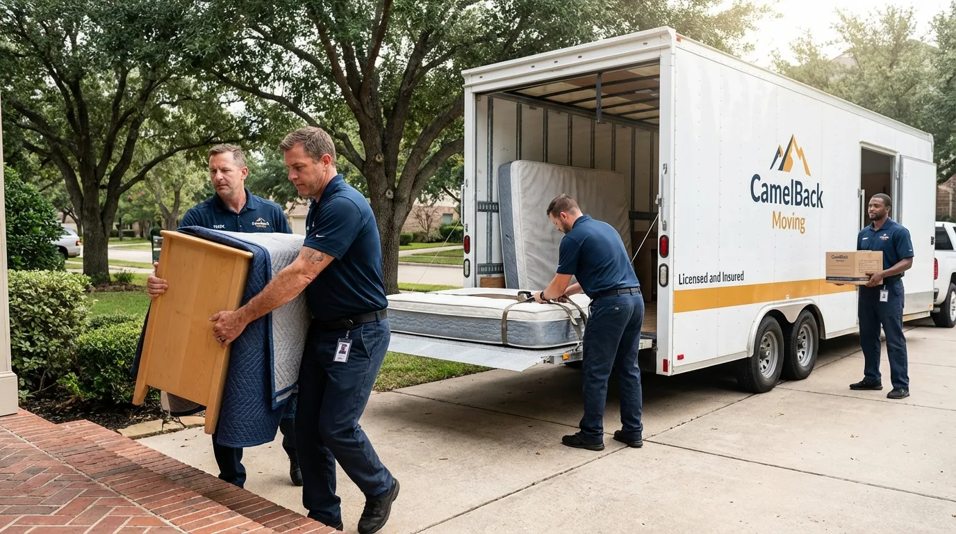 Crew loading residential truck for cross-state move from Bluefield, VA