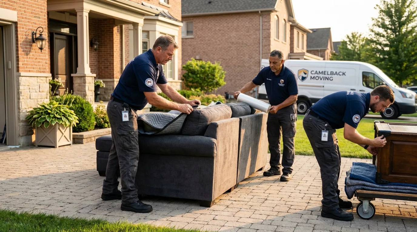Large estate moving crew wrapping furniture in Bluefield, VA